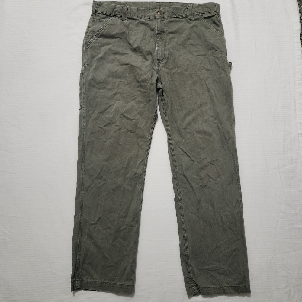 VINTAGE Carhartt Dungaree Carpentar Work Pants Loose Fit  40x32 Moss Green